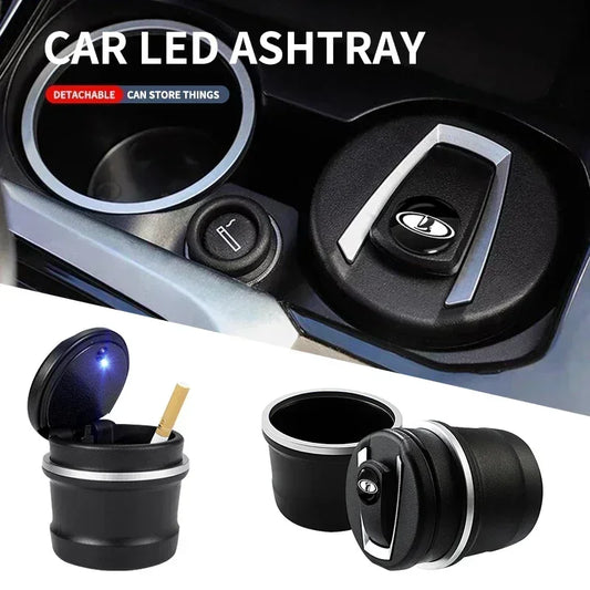 Portable Auto Car LED Cigarette Smoke Ashtray Holder For Lada VESTA Niva Kalina Priora Granta Largus Samara 2110 Tavria Estate