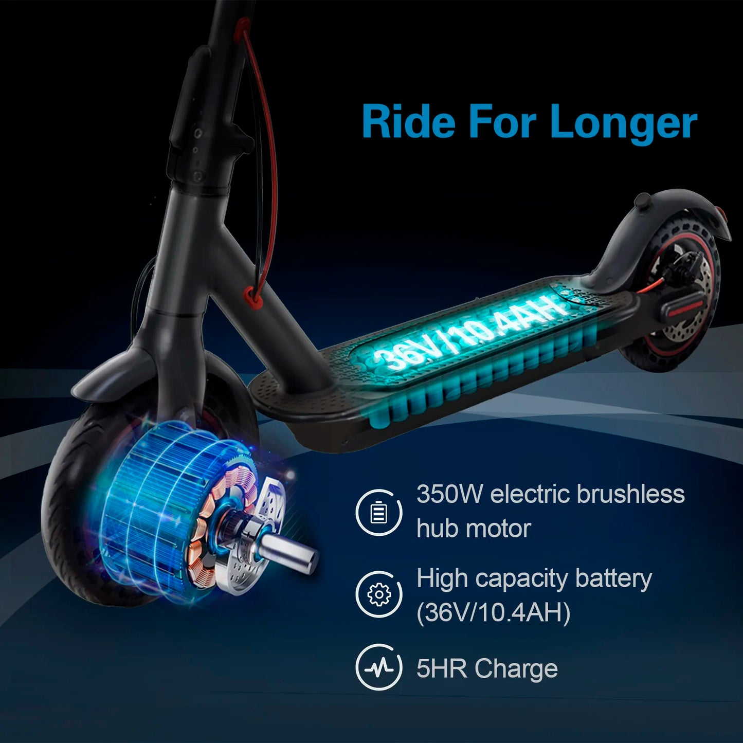 Electric Scooter 25KM/H Adult 8.5 Inches 350W 10.4Ah Foldable