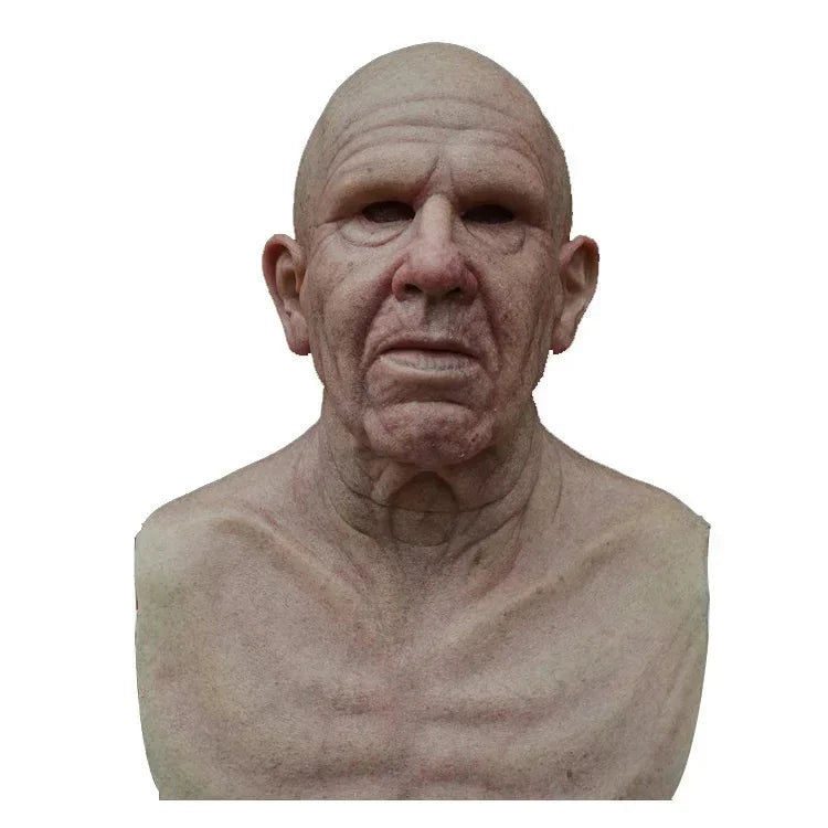 Old Man Mask Halloween Party April Fool's Day Wrinkle Full For Head Mask Grandpa/Grandma Face Mask Party Supplies Cosplay Props