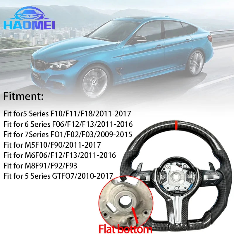 LED Carbon Fiber Steering Wheel Is Suitable For BMW F10 F20 F30 3 Series 5 Series Models Comes With Buttons And Shift Paddles