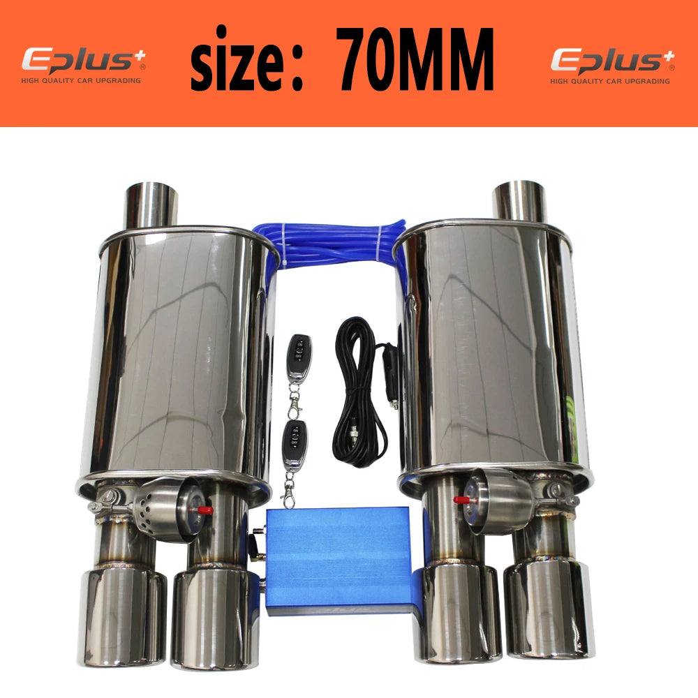 EPLUS 1 to 2pcs Car Exhaust System Vacuum Valve Control Exhaust Pipe Kit Variable Silencer Stainless Universal 51 63 76 MM