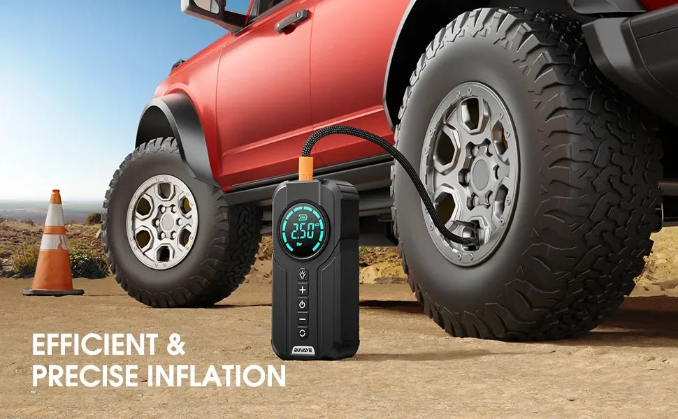 BUVAYE Car Multi-function Air Compressor Jump Starter Air Pump Convenient Tire Inflator Portable Battery Starter With EVA Bag