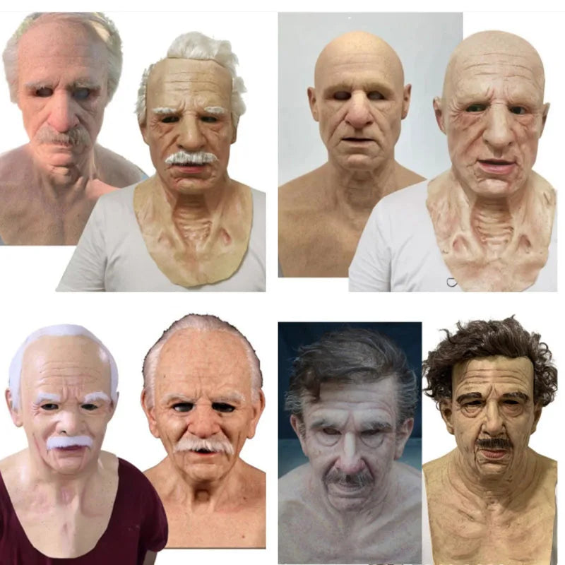 1pcs/lot Halloween Decorations Latex Grandfather Mask Old Man Heargear For Adult Party Cosplay