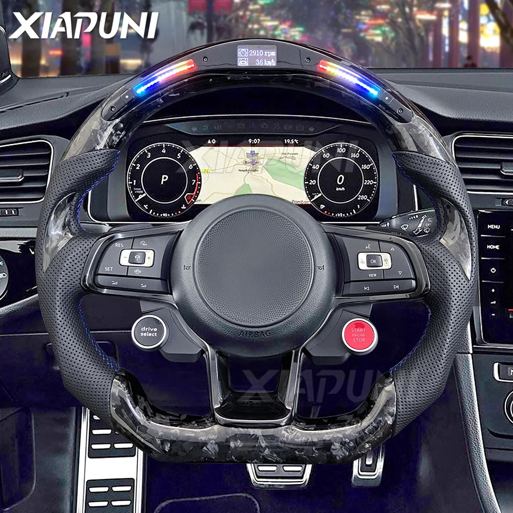 Steering Wheel Golf 7 MK7 Mk7.5 GTI Scirocco Polo GTS R Line 2014-2017 Forge Carbon Fiber Customized LED RPM Racing Wheel