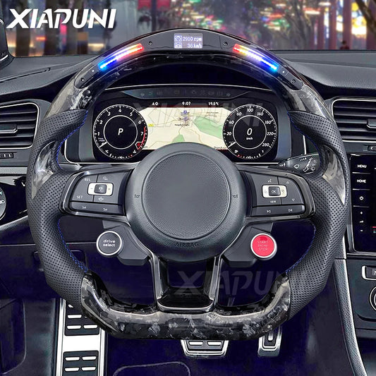 Steering Wheel Golf 7 MK7 Mk7.5 GTI Scirocco Polo GTS R Line 2014-2017 Forge Carbon Fiber Customized LED RPM Racing Wheel