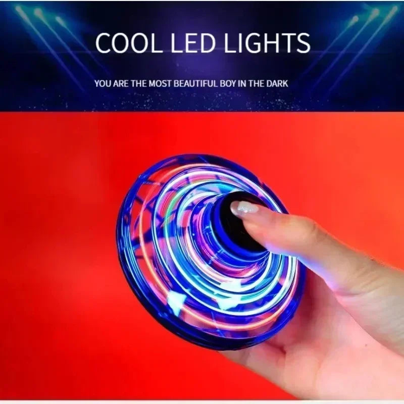 New Flying Mini Spinner LED UFO Type Flying Helicopter Spinner  Fingertip Upgrade Flight Gyro Drone Aircraft Toy Adult Kids Gift