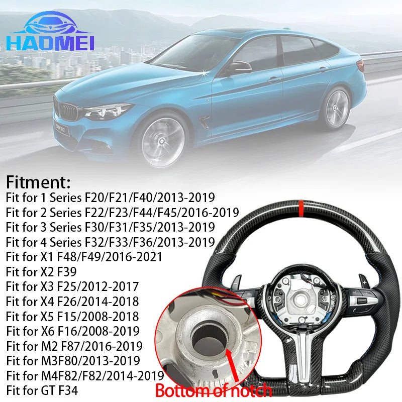 LED Carbon Fiber Steering Wheel Is Suitable For BMW F10 F20 F30 3 Series 5 Series Models Comes With Buttons And Shift Paddles