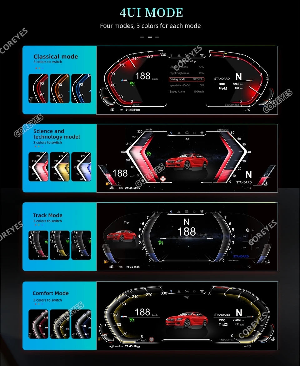 12.3'' Digital Instrument Cluster for BMW 6 Series F06/F12/F13 CIC NBT Linux System Speedometer Car Dashboard 2011-2017