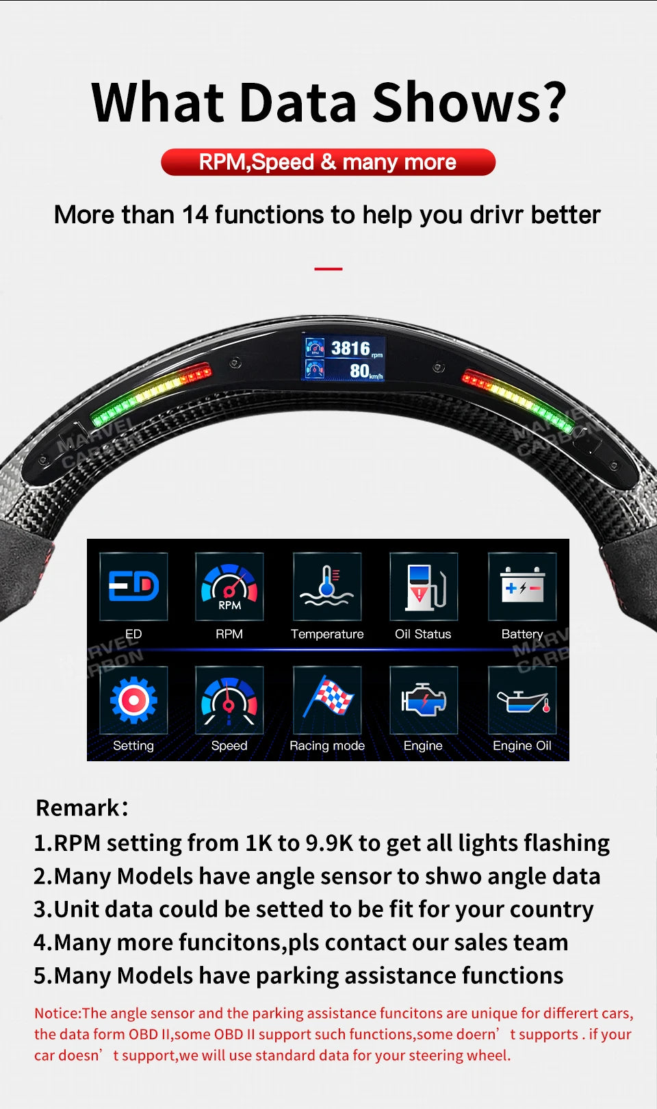 Steering Wheel Led Display Kit for 2000 Years After All Car Intelligent Driving Data Screen OHC Led Steering Wheel Kit