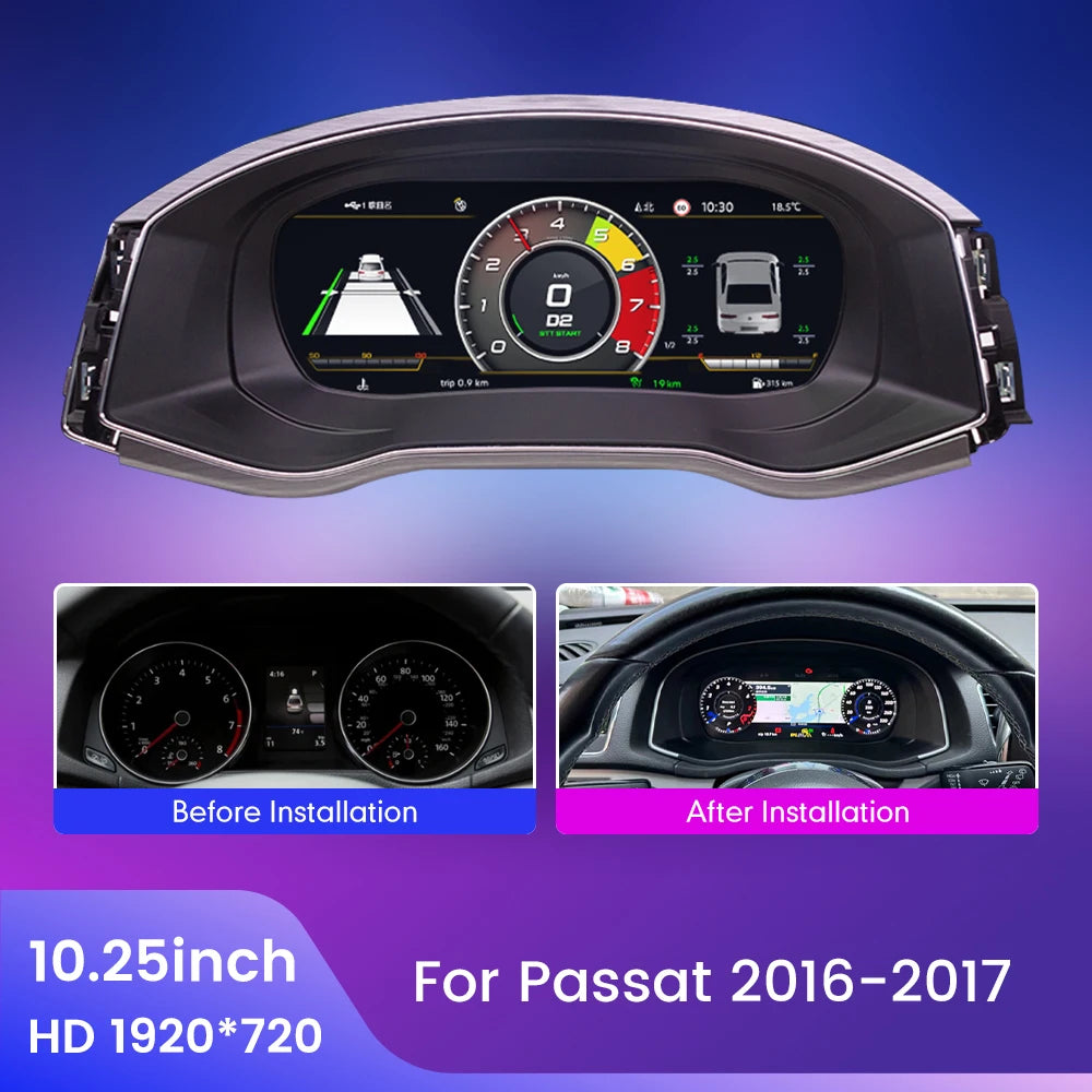 10.25" Car LCD Digital Dashboard Cluster For VW Variant Caddy Touran T6 EOS Sharan Golf 5 Virtual Instrument Paneel Cockpit