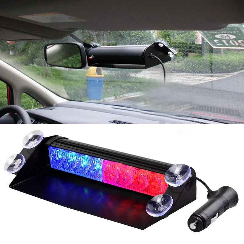 8 LED Strobe Warning Flashing EMS Police Car Light Emergency Signal Lamp Firemen Fog 8LED Windshield Lighting Yellow Red Blue