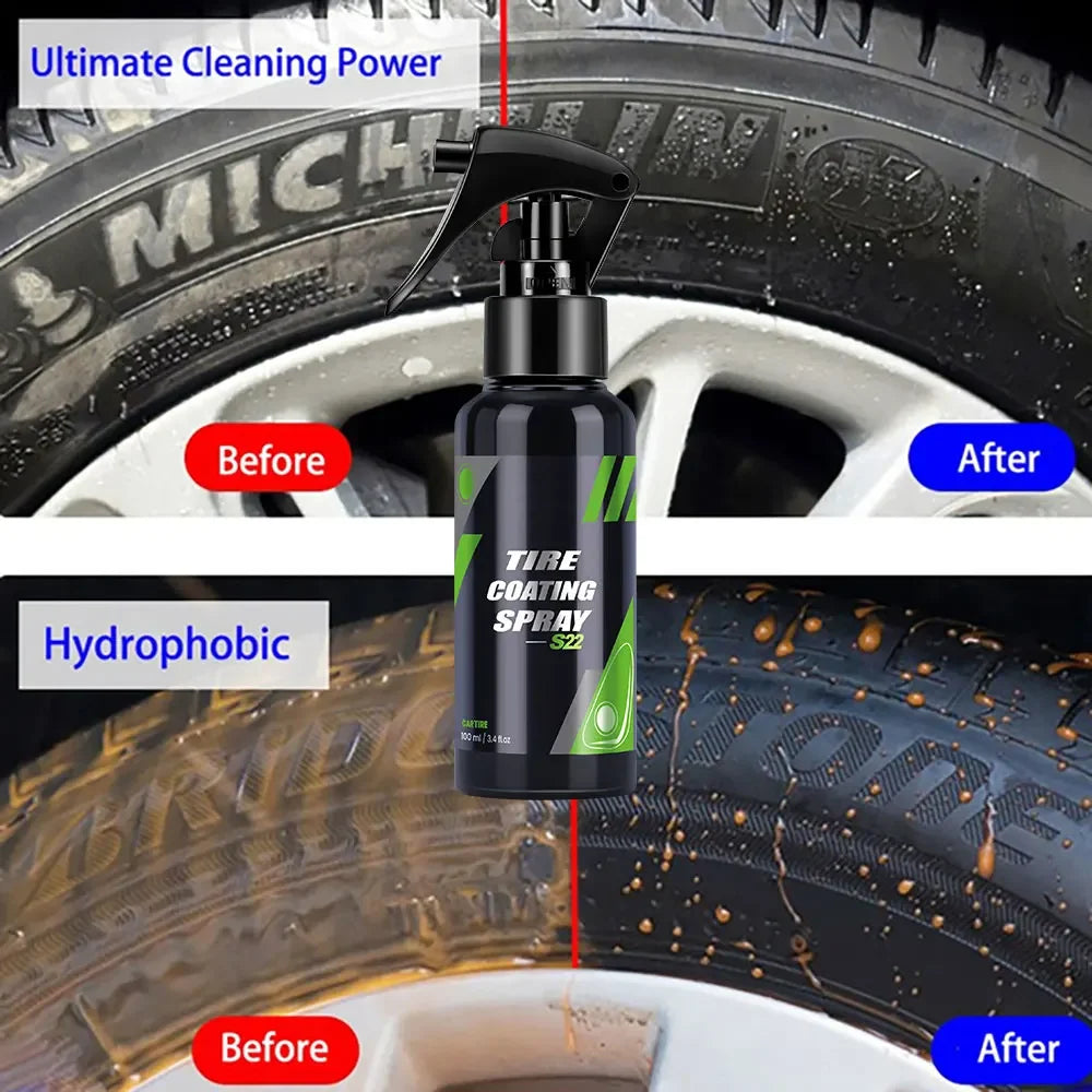 S22 Black Car Tire Blackening Ceramic Coating Spray Liquid Refurbishing Agent Auto Washing  Accessories Spraying Wax Clean