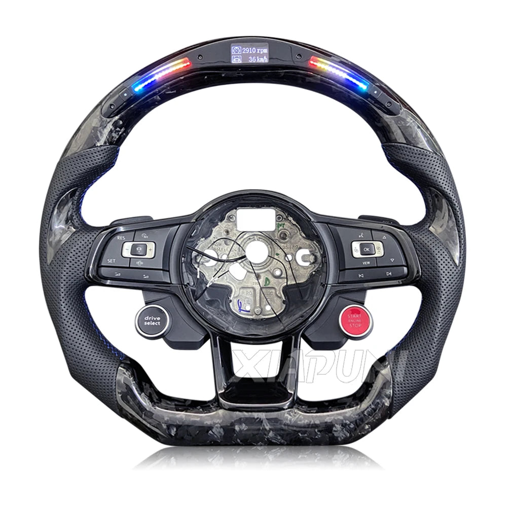 Steering Wheel Golf 7 MK7 Mk7.5 GTI Scirocco Polo GTS R Line 2014-2017 Forge Carbon Fiber Customized LED RPM Racing Wheel