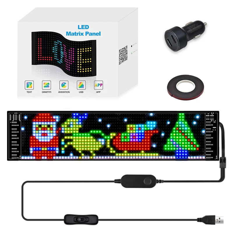 LED Matrix Pixel Panel ,USB 5V Flexible Addressable RGB Pattern Graffiti Scrolling Text Animation Display Car Shop,Bluetooth APP