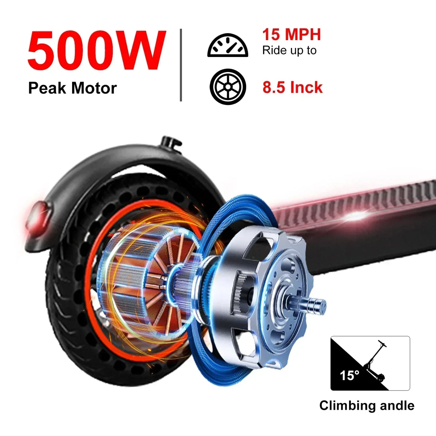 HEZZO 36V 350W 15.6MPH Electric Scooter HS-04Pro 10.4Ah 18mile Self-Balance Lightweight 8.5"Tire Folding Kick Escooter Smart App