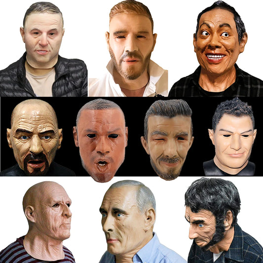 NEW Realistic Man Celebrity Mask Rubber Cosplay Realistic Male Latex Mask Headgear Cosplay Props