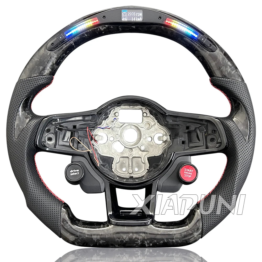 Steering Wheel Golf 7 MK7 Mk7.5 GTI Scirocco Polo GTS R Line 2014-2017 Forge Carbon Fiber Customized LED RPM Racing Wheel