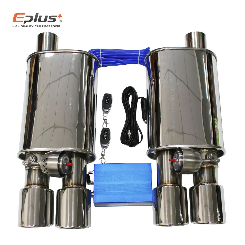 EPLUS 1 to 2pcs Car Exhaust System Vacuum Valve Control Exhaust Pipe Kit Variable Silencer Stainless Universal 51 63 76 MM