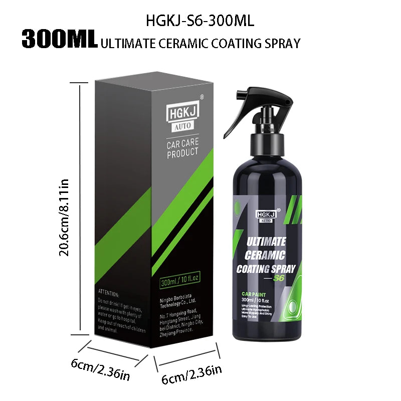 Ceramic Car Coating Long-lasting Protection Waxes Sealants Quick Coat Hydrophobic Liquid Polymer Paint Care Spray HGKJ S6