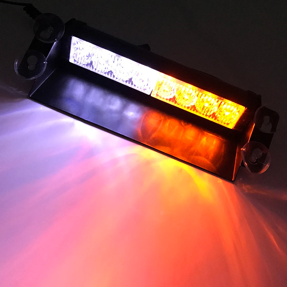 8 LED Strobe Warning Flashing EMS Police Car Light Emergency Signal Lamp Firemen Fog 8LED Windshield Lighting Yellow Red Blue