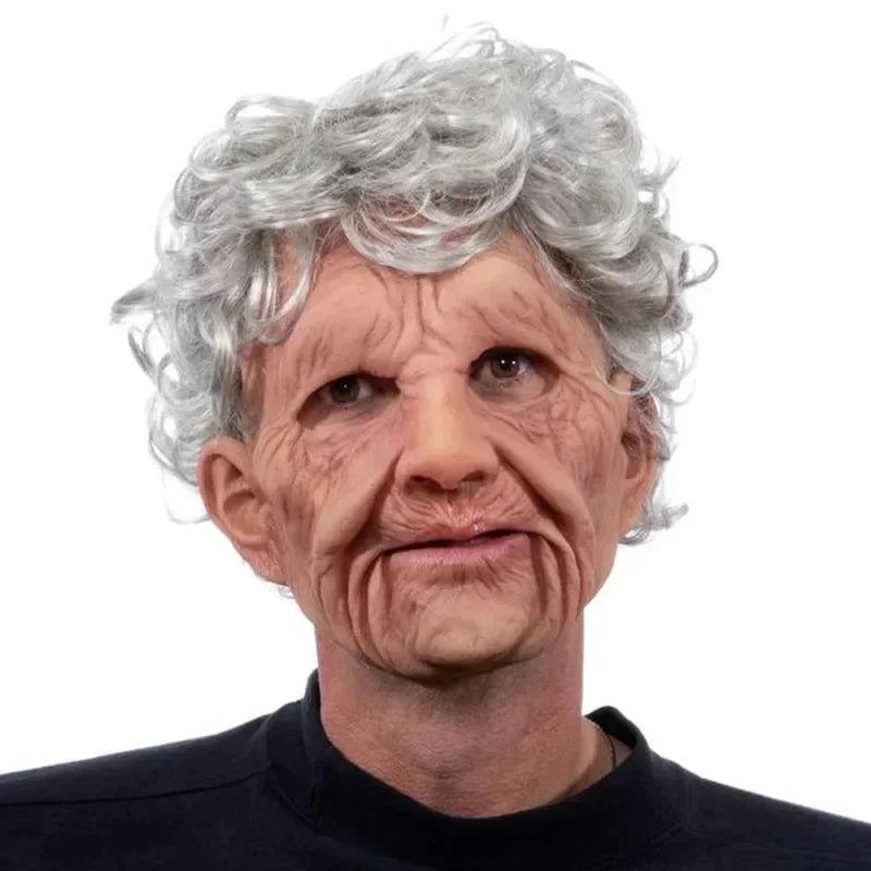 Old Man Mask Halloween Party April Fool's Day Wrinkle Full For Head Mask Grandpa/Grandma Face Mask Party Supplies Cosplay Props