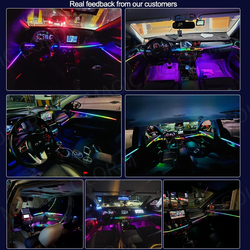 18 In 1 Full Color Streamer Car Ambient Lights RGB 64 Color Universal LED Interior Hidden Acrylic Strip Symphony Atmosphere Lamp