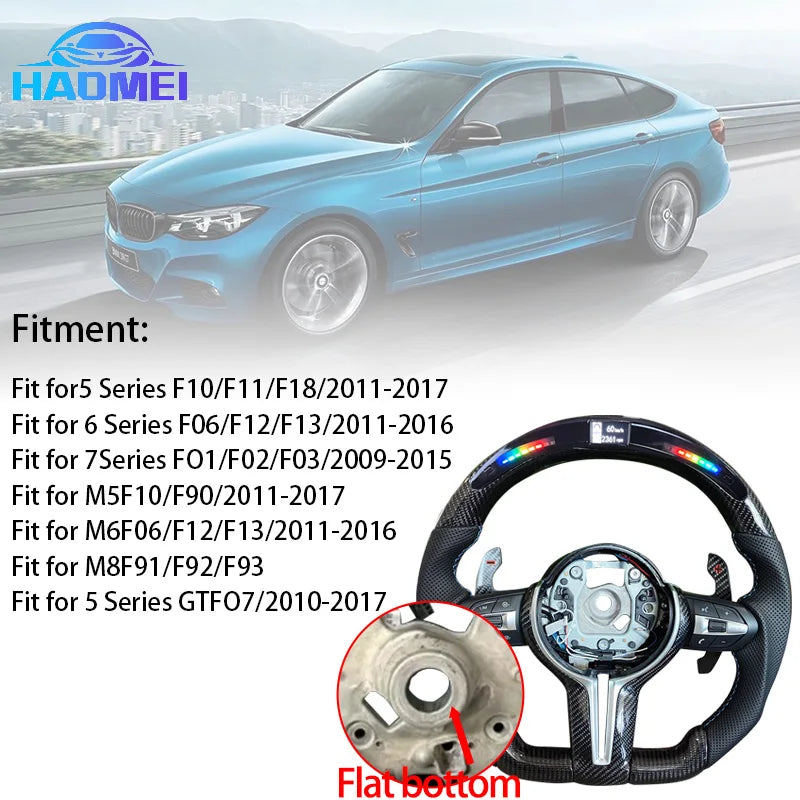 LED Carbon Fiber Steering Wheel Is Suitable For BMW F10 F20 F30 3 Series 5 Series Models Comes With Buttons And Shift Paddles