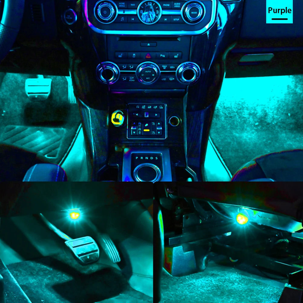 LED Car Interior Ambient Light Remote Control Decoration Auto Roof Foot Atmosphere Lamp Bicycle Tail Light Wireless Adhesive