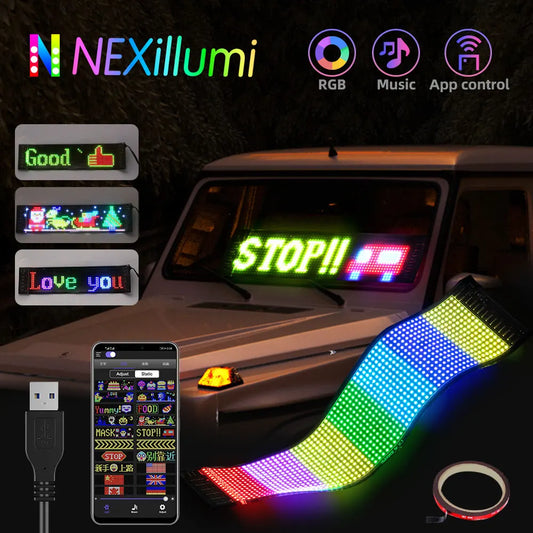 LED Matrix Pixel Panel ,USB 5V Flexible Addressable RGB Pattern Graffiti Scrolling Text Animation Display Car Shop,Bluetooth APP