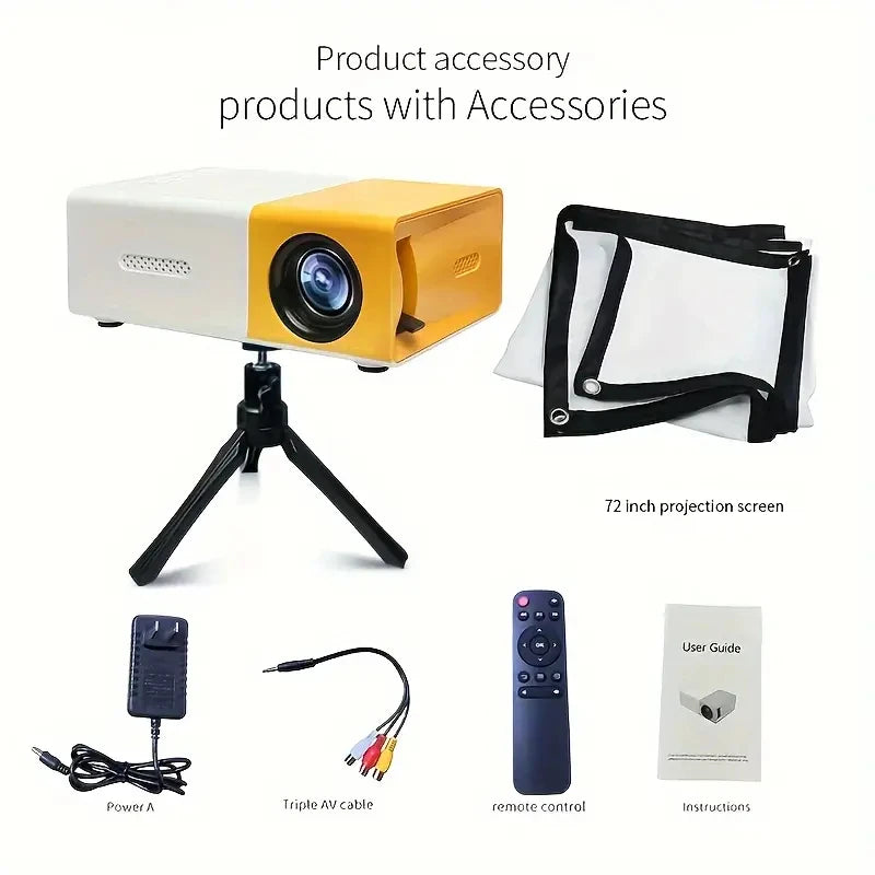 Car projector Equip 72 lnch Screen and Bracket Dlp Full Hd 1000 Lumen Player Outdoor Car Mini Projector