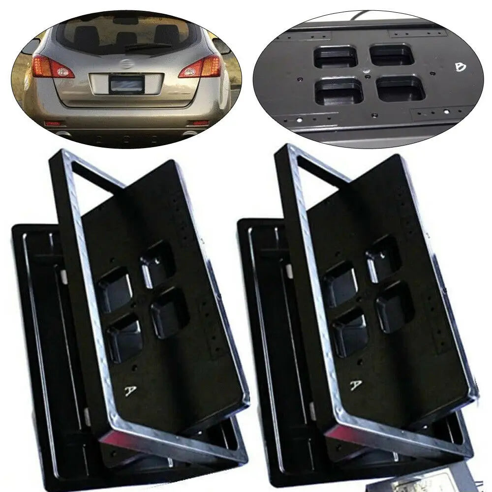 2pcs Electric Retractable Car License Plate Frame Bracket Flipper with Remote