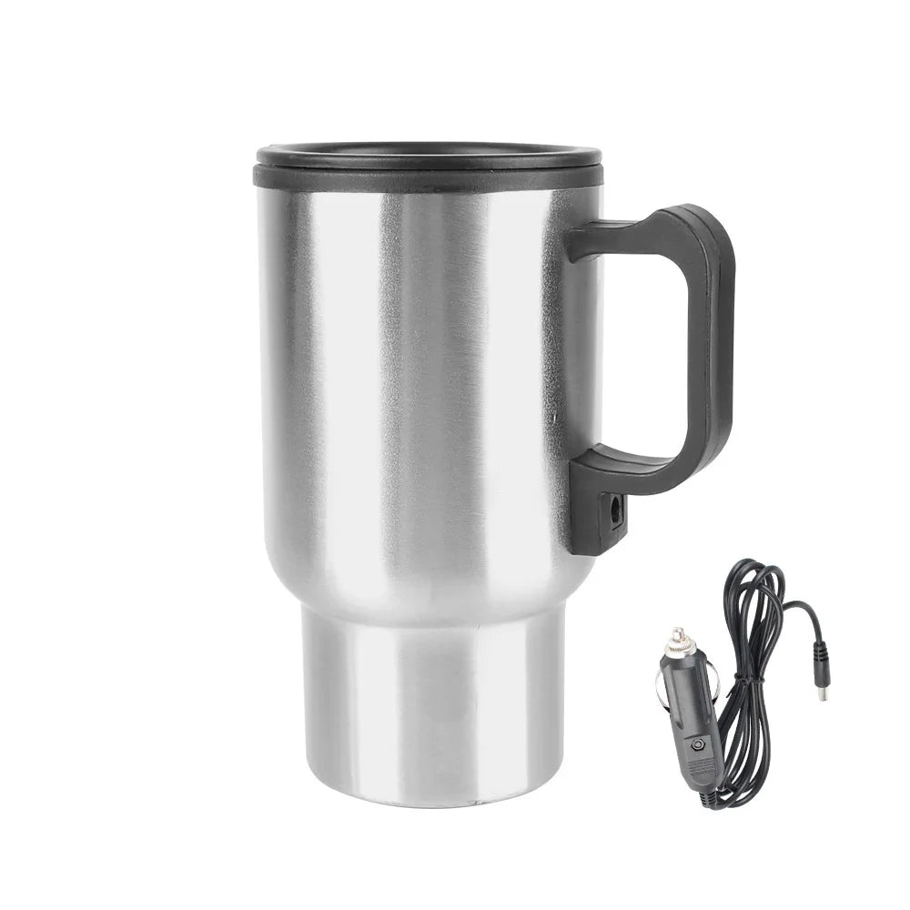 Electric Heating Car Kettle Vehicle Heating Cup 12V 450ml Stainless Steel Camping Travel Kettle Water Coffee Milk Thermal Mug