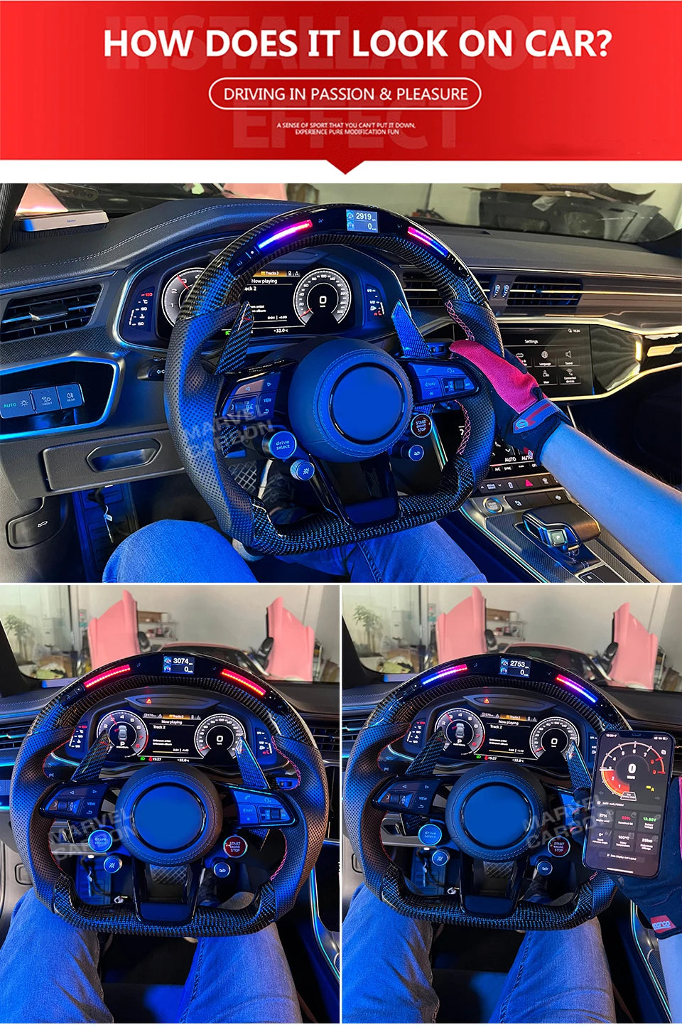 Steering Wheel Led Display Kit for 2000 Years After All Car Intelligent Driving Data Screen OHC Led Steering Wheel Kit