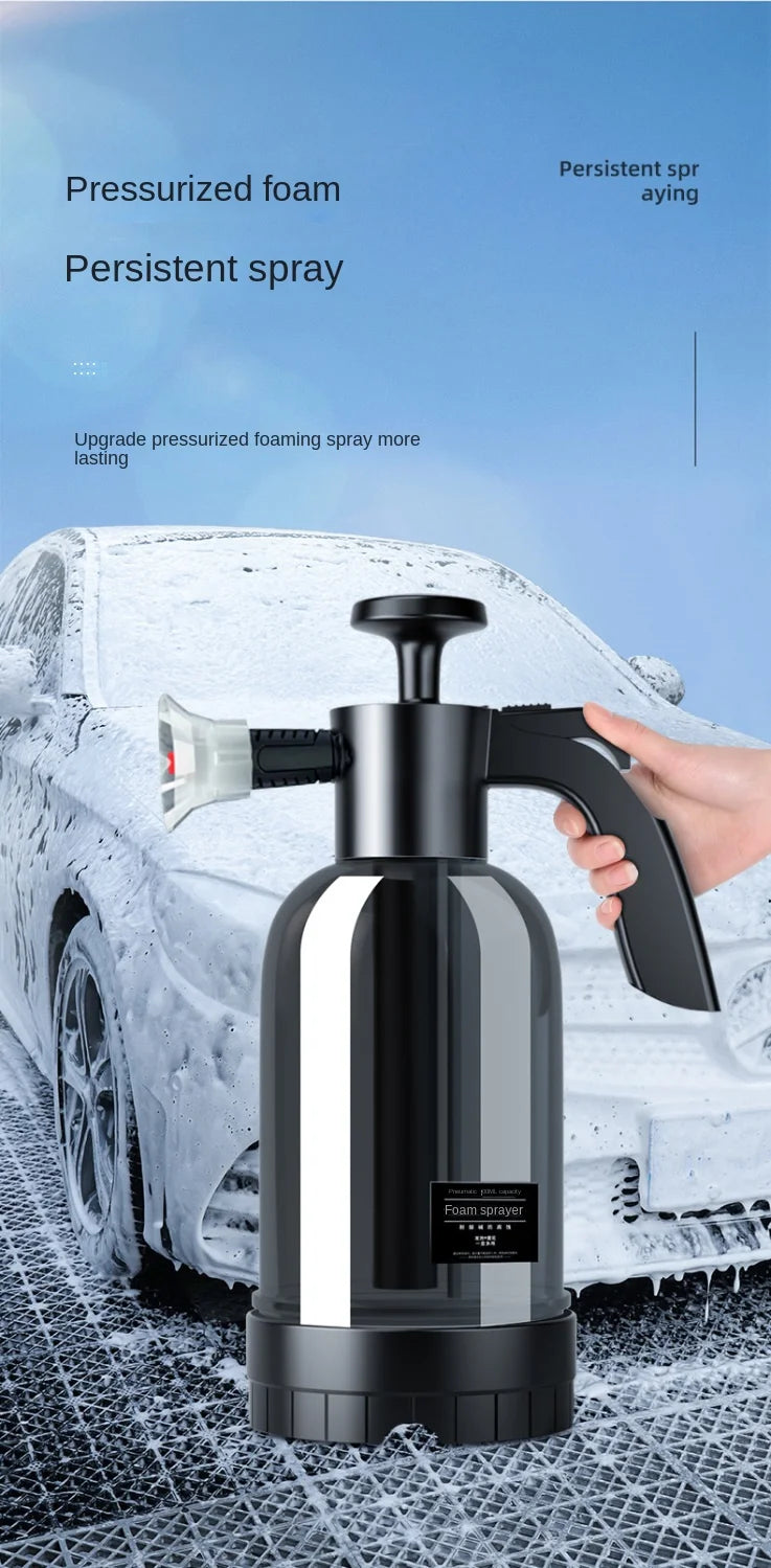 2L Hand Pump Foam Sprayer with 3 Types of Nozzle Hand Pneumatic Foam Cannon Snow Foam Car Wash Spray Bottle Car Window Cleaning