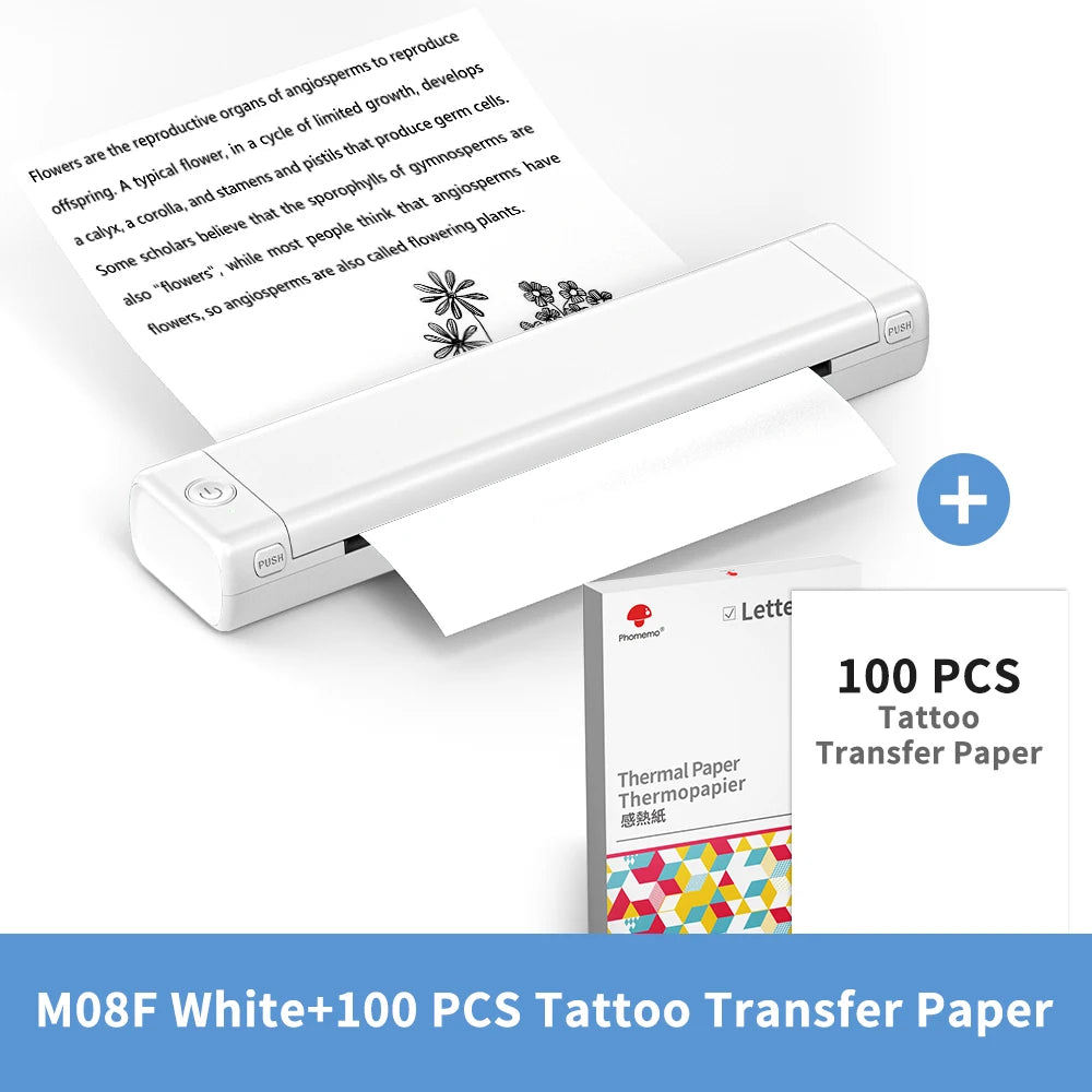 Phomemo M08F Wireless Tattoo Transfer Stencil Printer A4 Paper Portable Thermal Printer Copier Compatible with Smartphone