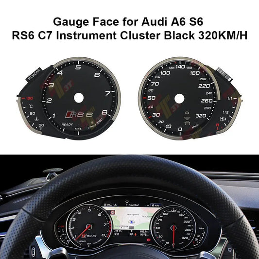 Gauge Face for Audi A6 S6 RS6 C7 Instrument Cluster Black 320KM/H