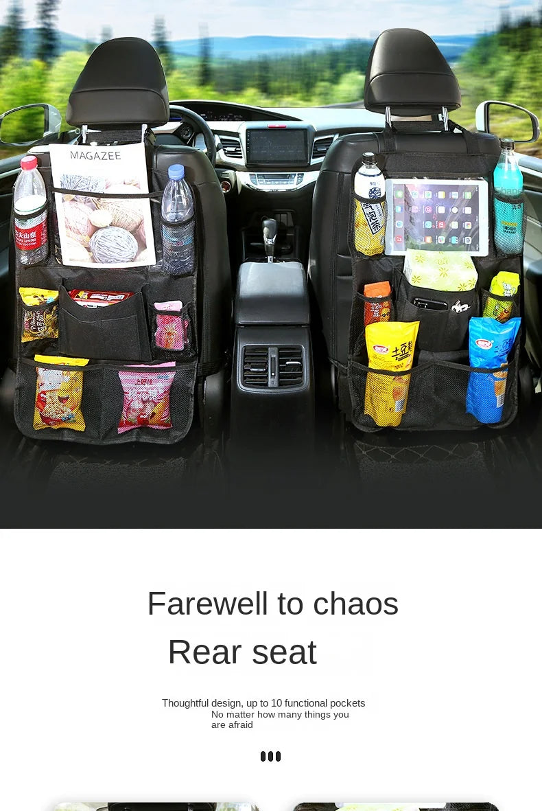 Car Backseat Organizer with Touch Screen Tablet Holder Auto Storage Pockets Cover Car Seat Back Protectors Car Accessories