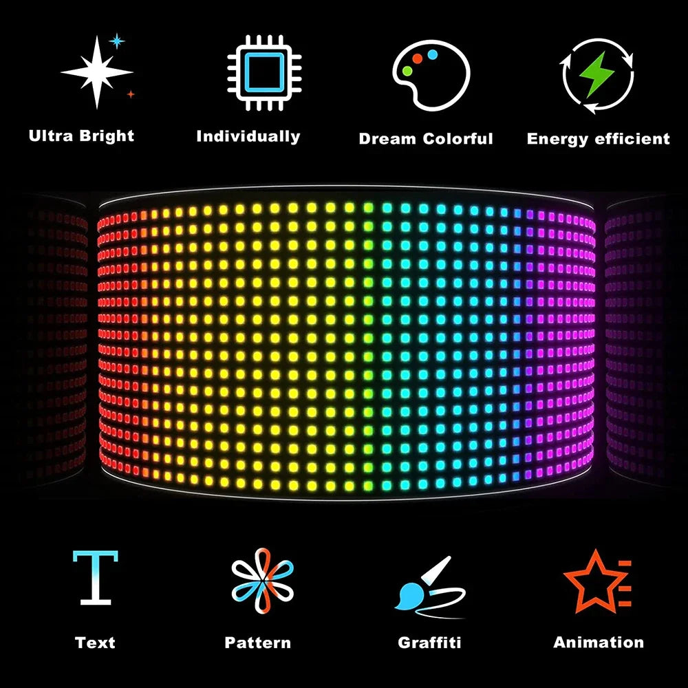 Demon Eyes Car LED Logo APP LED Matrix Pixel Panel Night Light DIY Programmable Flexible LED Display for Car Truck Accessories