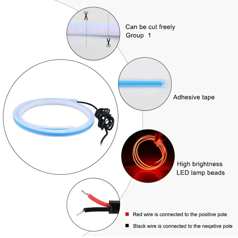 150cm LED Daytime Running Light Scan Starting Car Hood Decorative Lights DRL Auto Engine Hood Guide Decorative Ambient Lamp 12V