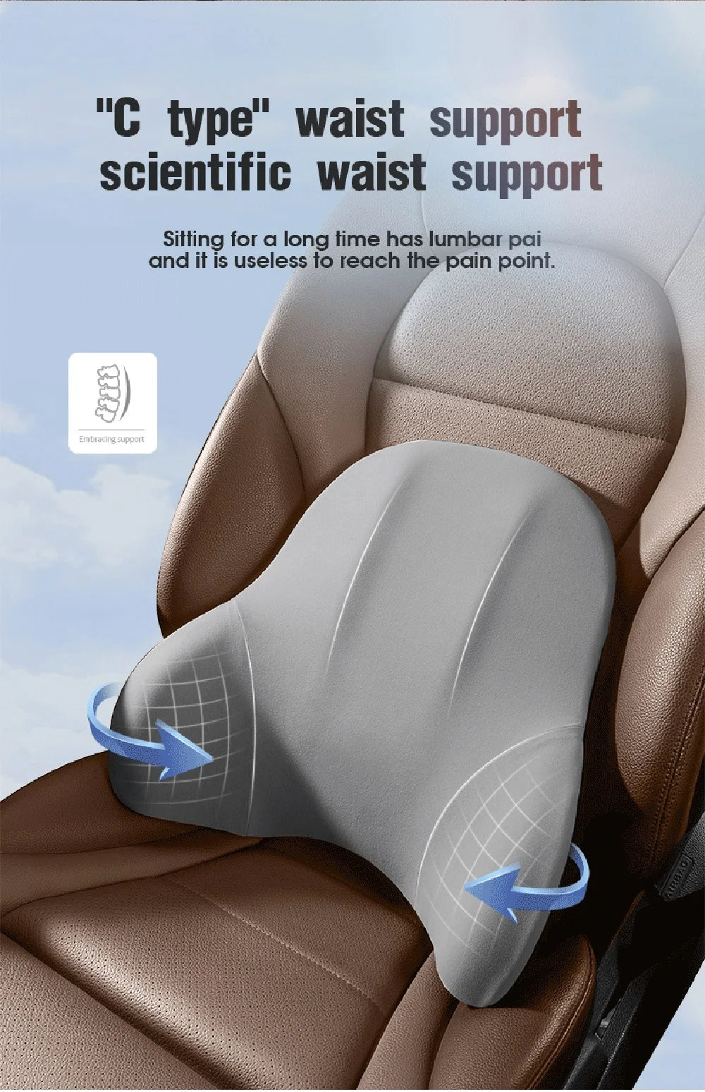 Memory Foam Car Neck Pillow Protective Lumbar Back Support Breathable Car Headrest Cushion Relieve Stress Car Seat Pillow