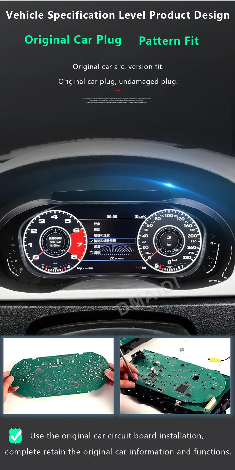 Digital Dashboard For VW Golf 6 6R 6GTI Virtual Instrument Panel Cluster CockPit Gauge LCD Speedometer