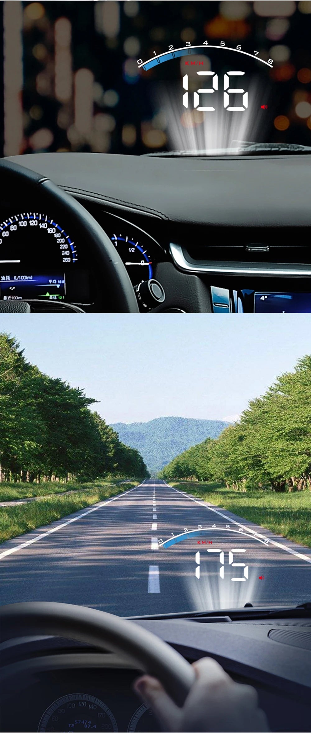 New M6S HUD Car Head Up Display OBD2 Speedometer Clock Water Temperature Volt KM/h MPH  Auto Electronics Windshield Projector