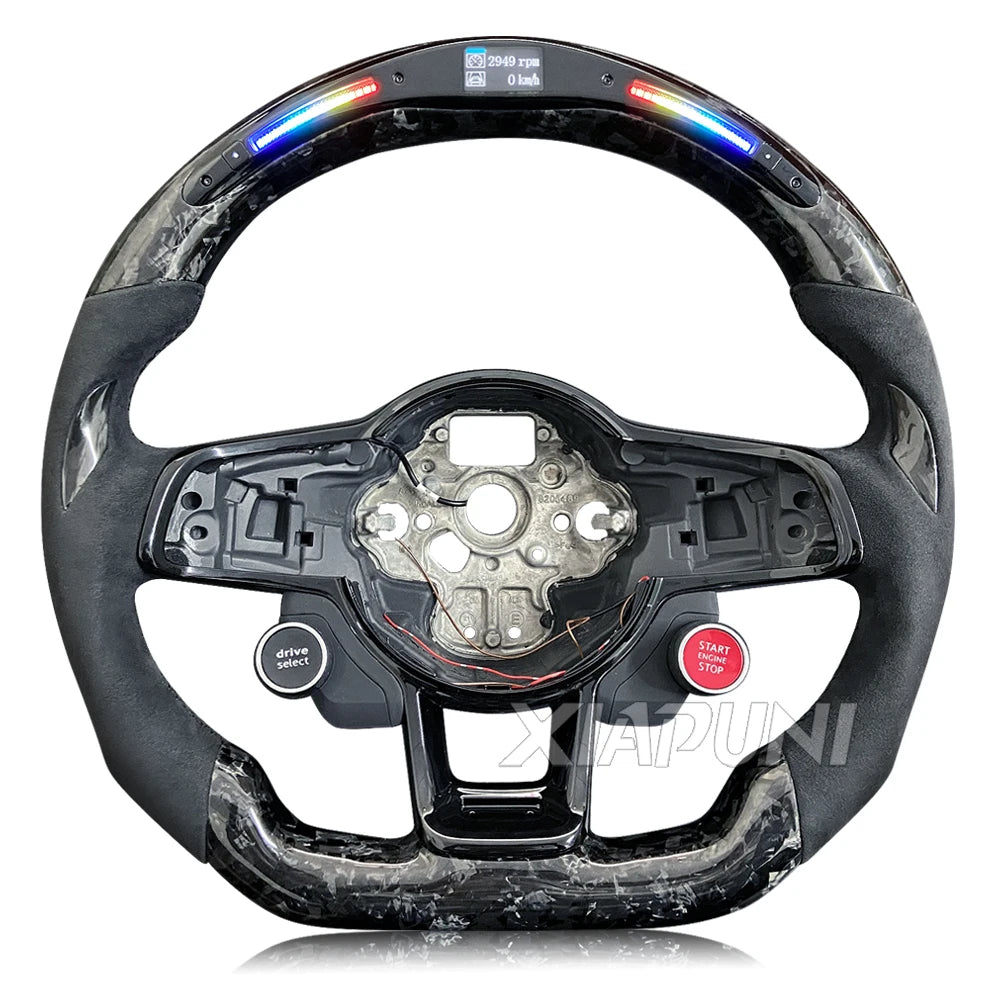 Steering Wheel Golf 7 MK7 Mk7.5 GTI Scirocco Polo GTS R Line 2014-2017 Forge Carbon Fiber Customized LED RPM Racing Wheel