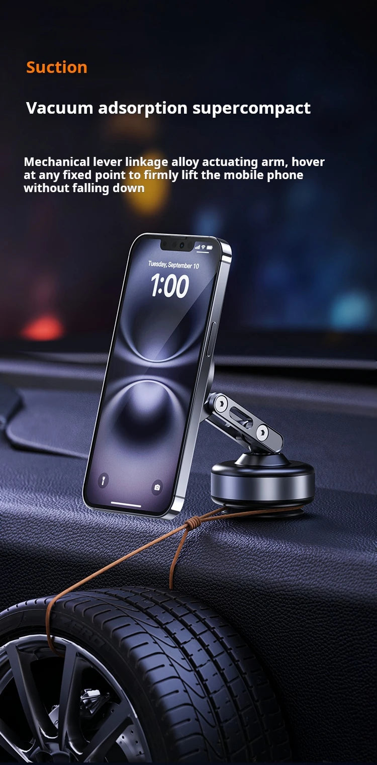 Magnetic Vacuum Adsorption Car Mount Mobile Phone Holder Foldable 360 Degree Rotation Aluminum Alloy Suitable for Smartphones