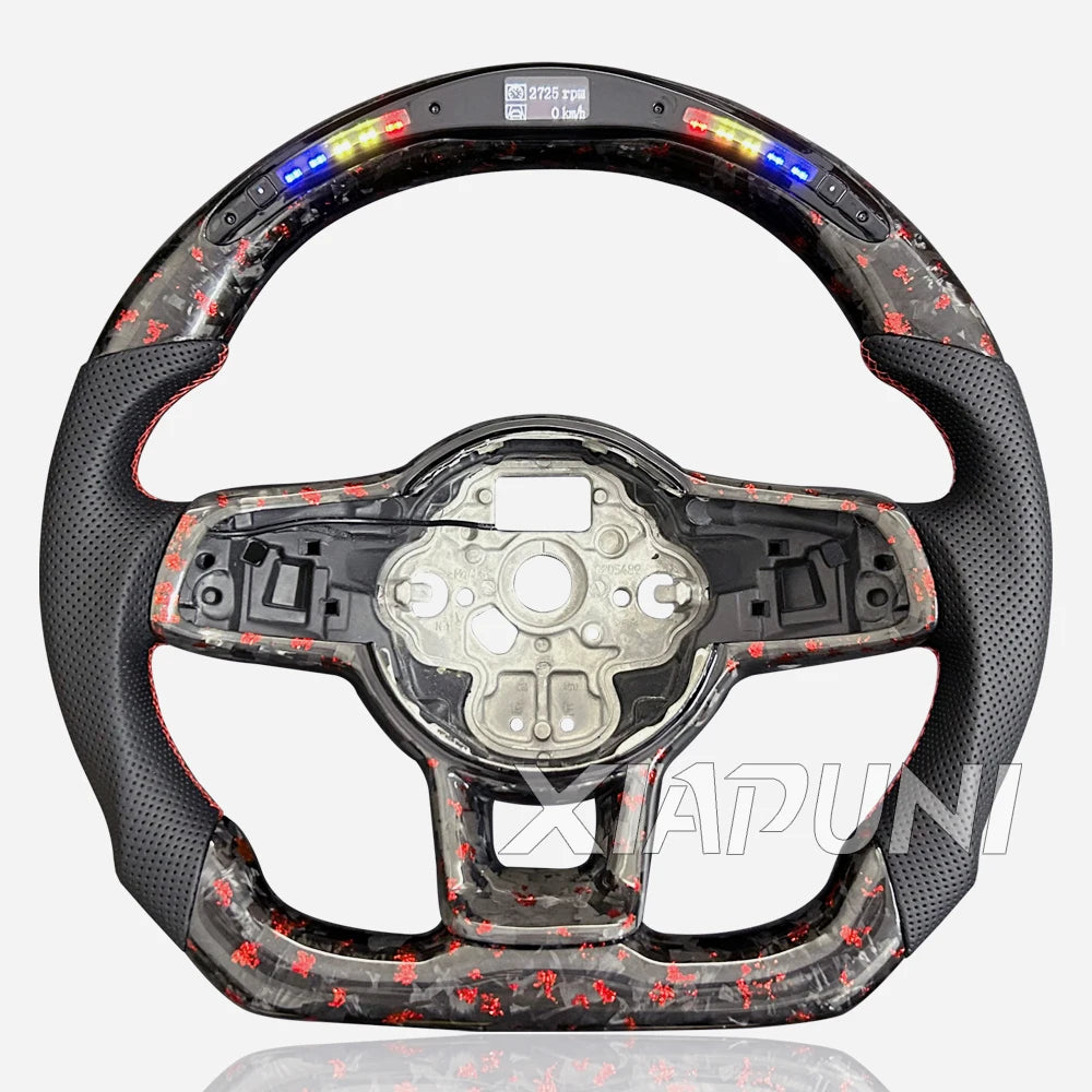 Steering Wheel Golf 7 MK7 Mk7.5 GTI Scirocco Polo GTS R Line 2014-2017 Forge Carbon Fiber Customized LED RPM Racing Wheel