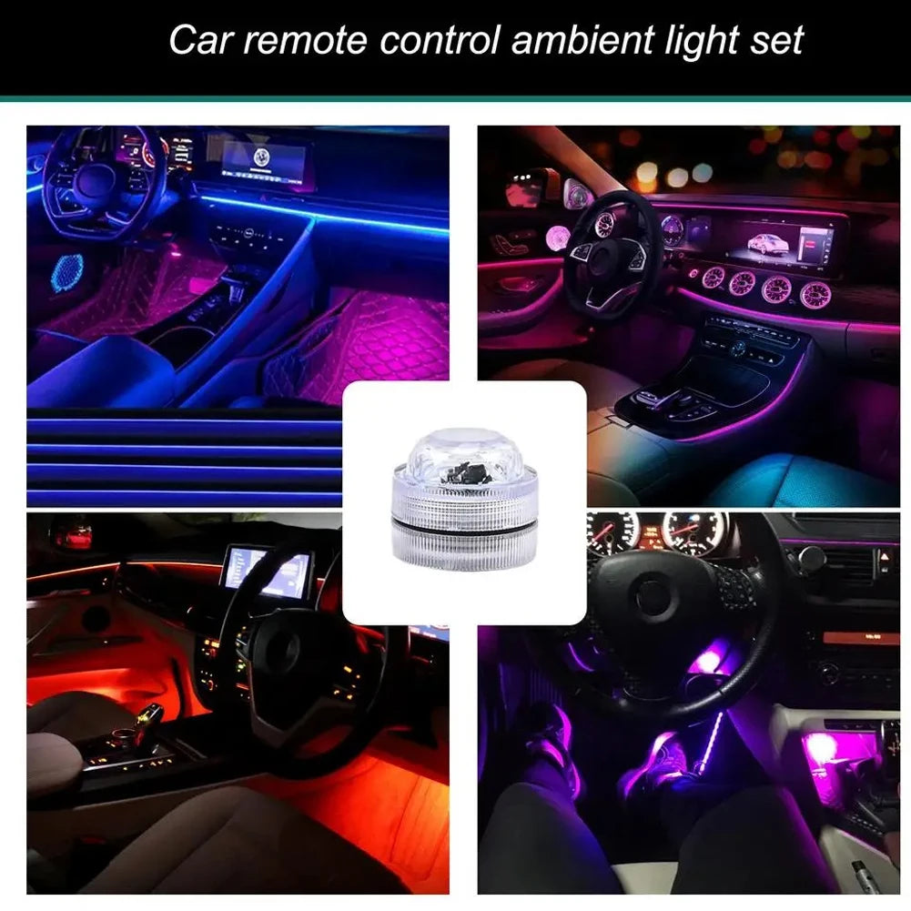 LED Car Interior Ambient Light Remote Control Decoration Auto Roof Foot Atmosphere Lamp Bicycle Tail Light Wireless Adhesive