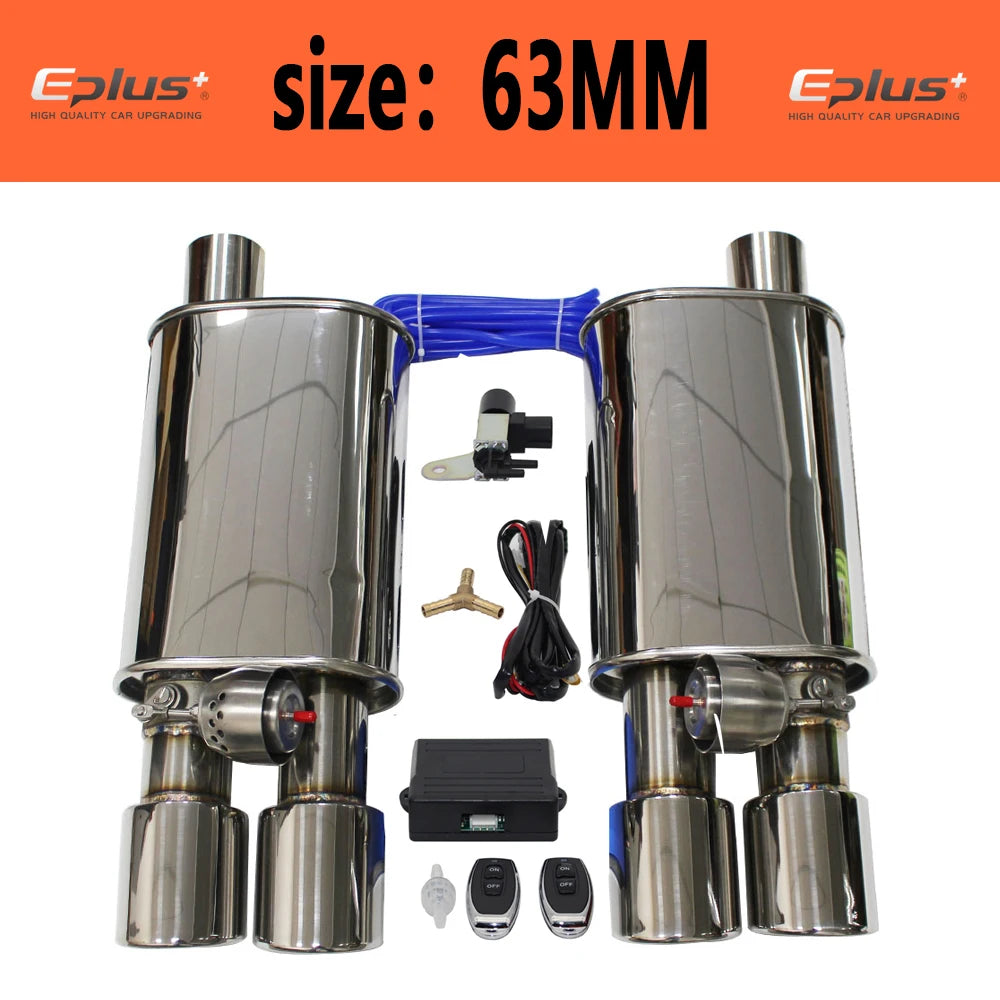 EPLUS 1 to 2pcs Car Exhaust System Vacuum Valve Control Exhaust Pipe Kit Variable Silencer Stainless Universal 51 63 76 MM