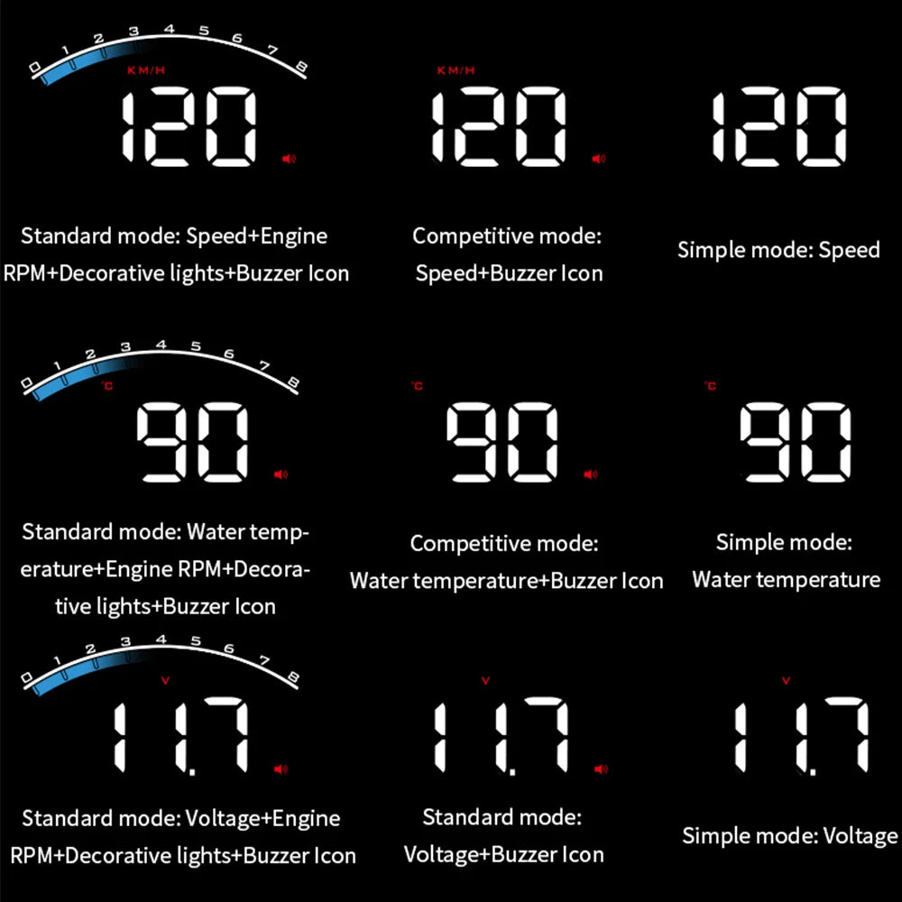 New M6S HUD Car Head Up Display OBD2 Speedometer Clock Water Temperature Volt KM/h MPH  Auto Electronics Windshield Projector