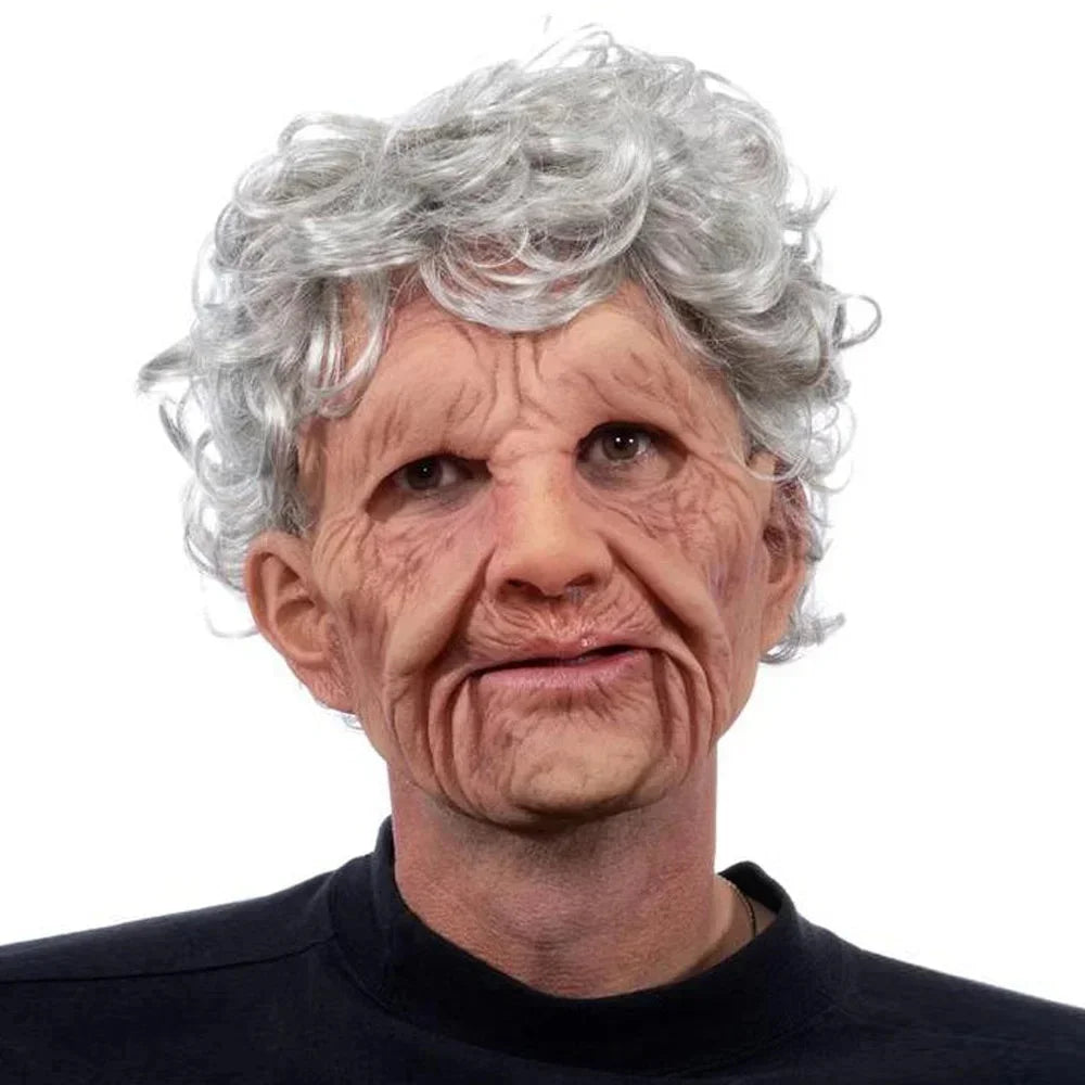 Old Man Mask Halloween Party April Fool's Day Wrinkle Full For Head Mask Grandpa/Grandma Face Mask Party Supplies Cosplay Props