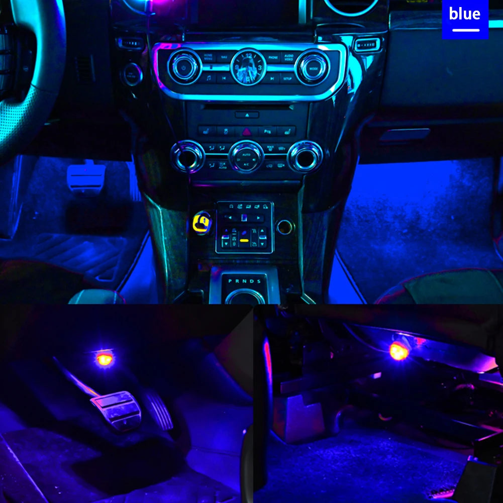 LED Car Interior Ambient Light Remote Control Decoration Auto Roof Foot Atmosphere Lamp Bicycle Tail Light Wireless Adhesive